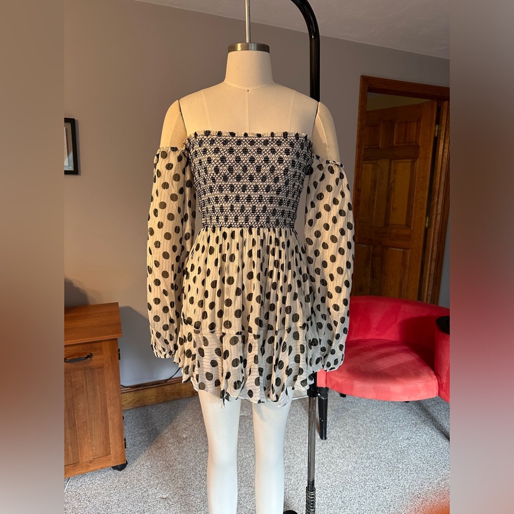 Rococo Sand size small polka dot off the shoulder dress